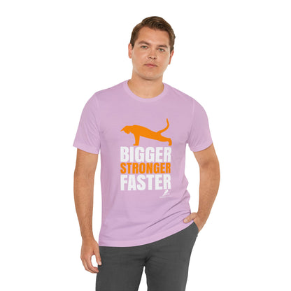 'Gym Cat - Bigger, Stronger, Faster' Unisex Jersey Short Sleeve Tee