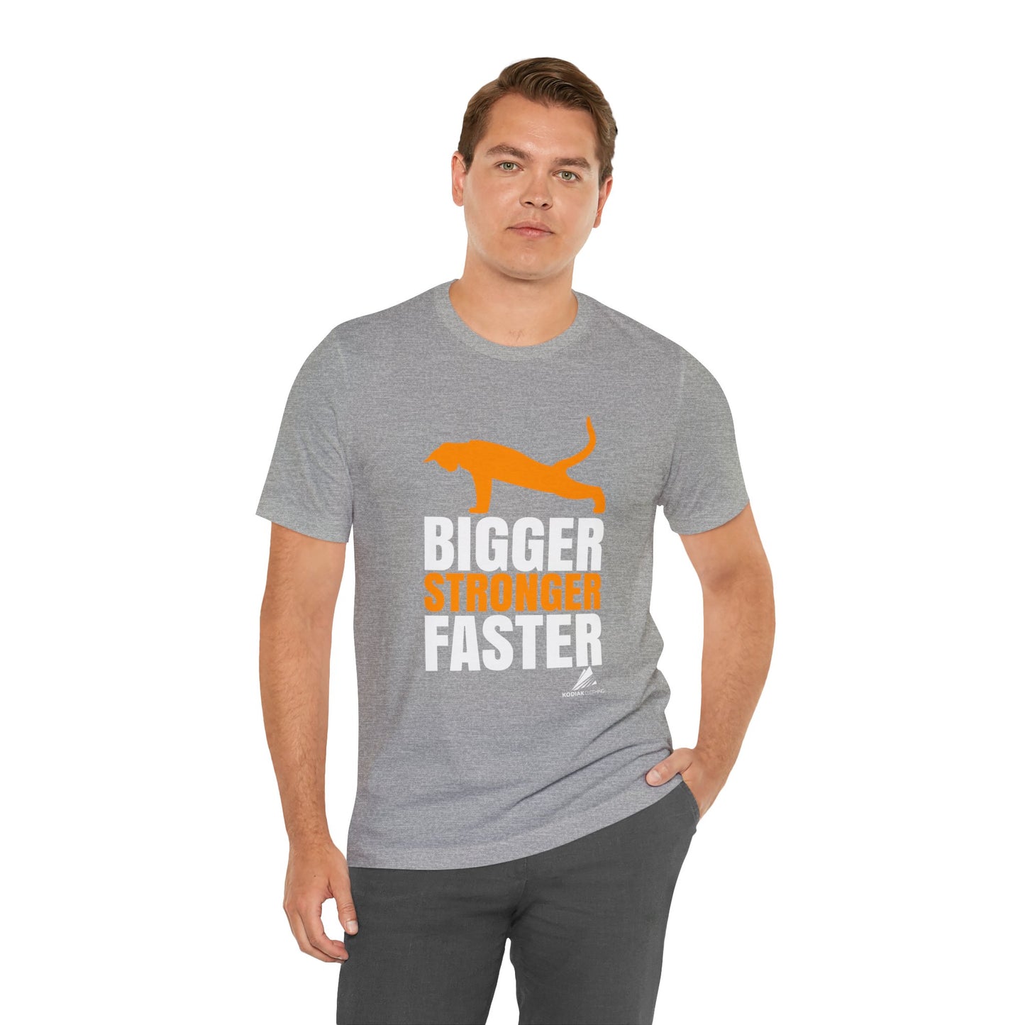 'Gym Cat - Bigger, Stronger, Faster' Unisex Jersey Short Sleeve Tee