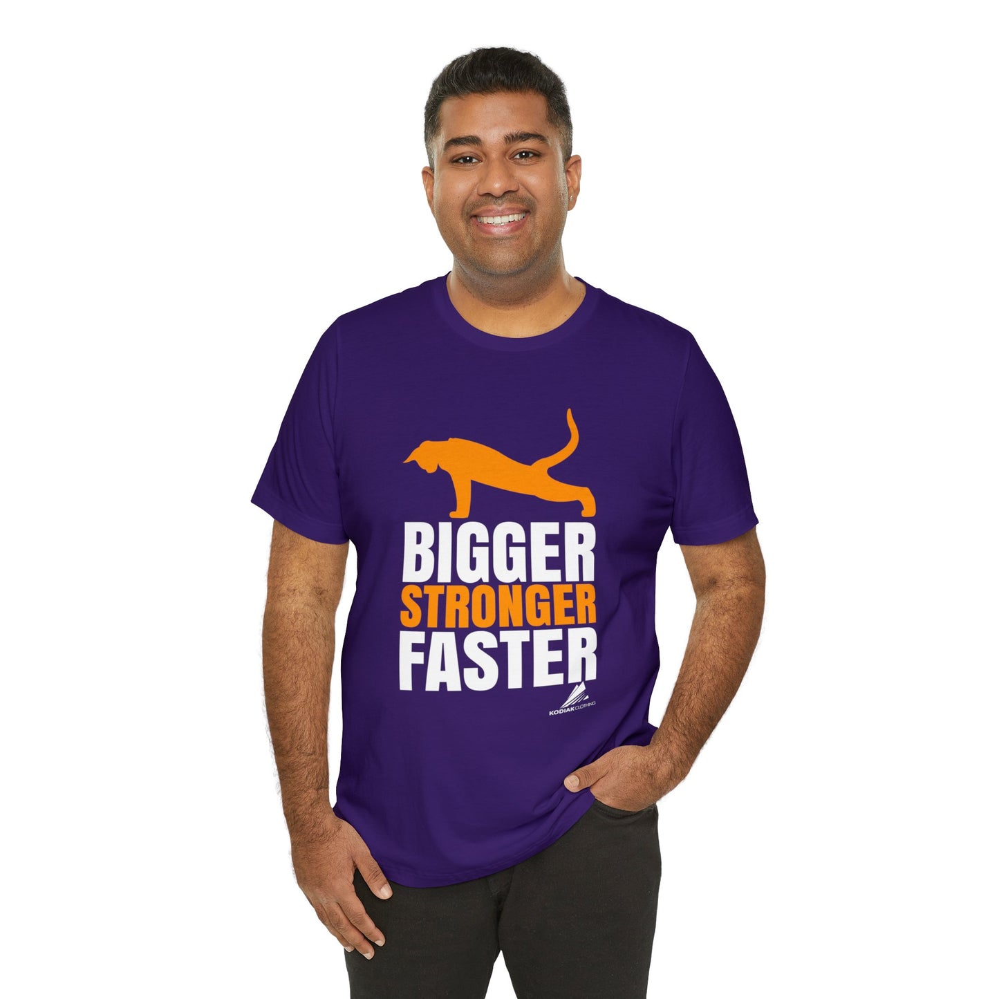 'Gym Cat - Bigger, Stronger, Faster' Unisex Jersey Short Sleeve Tee