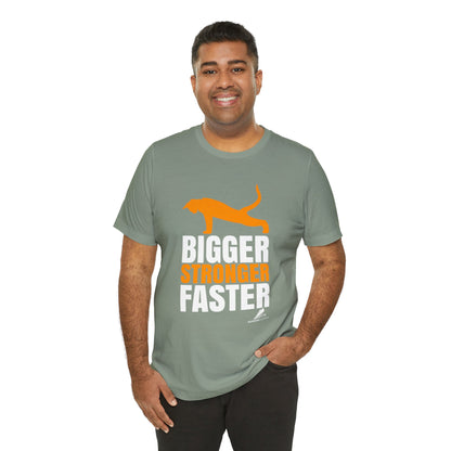 'Gym Cat - Bigger, Stronger, Faster' Unisex Jersey Short Sleeve Tee