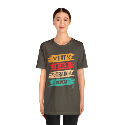 'Eat, Sleep. Train, Repeat' - Unisex Jersey Short Sleeve Tee