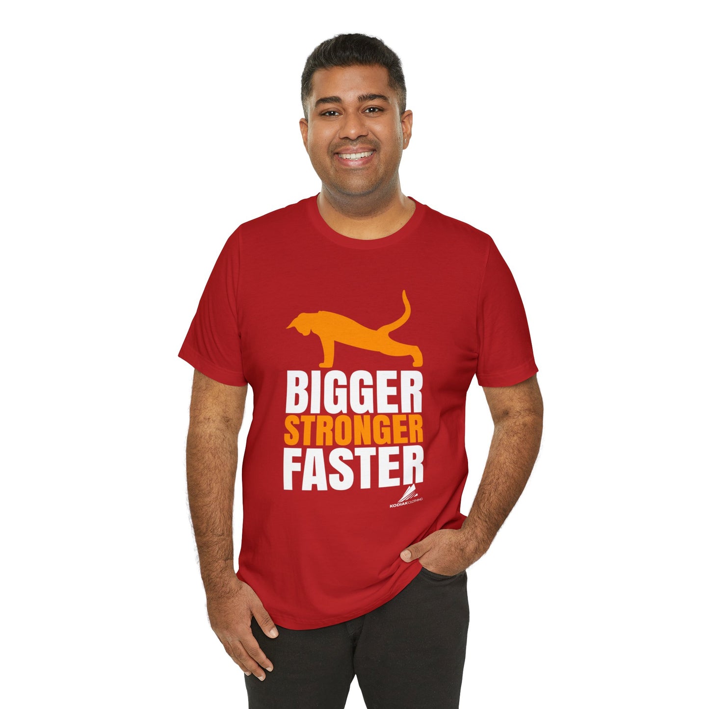 'Gym Cat - Bigger, Stronger, Faster' Unisex Jersey Short Sleeve Tee