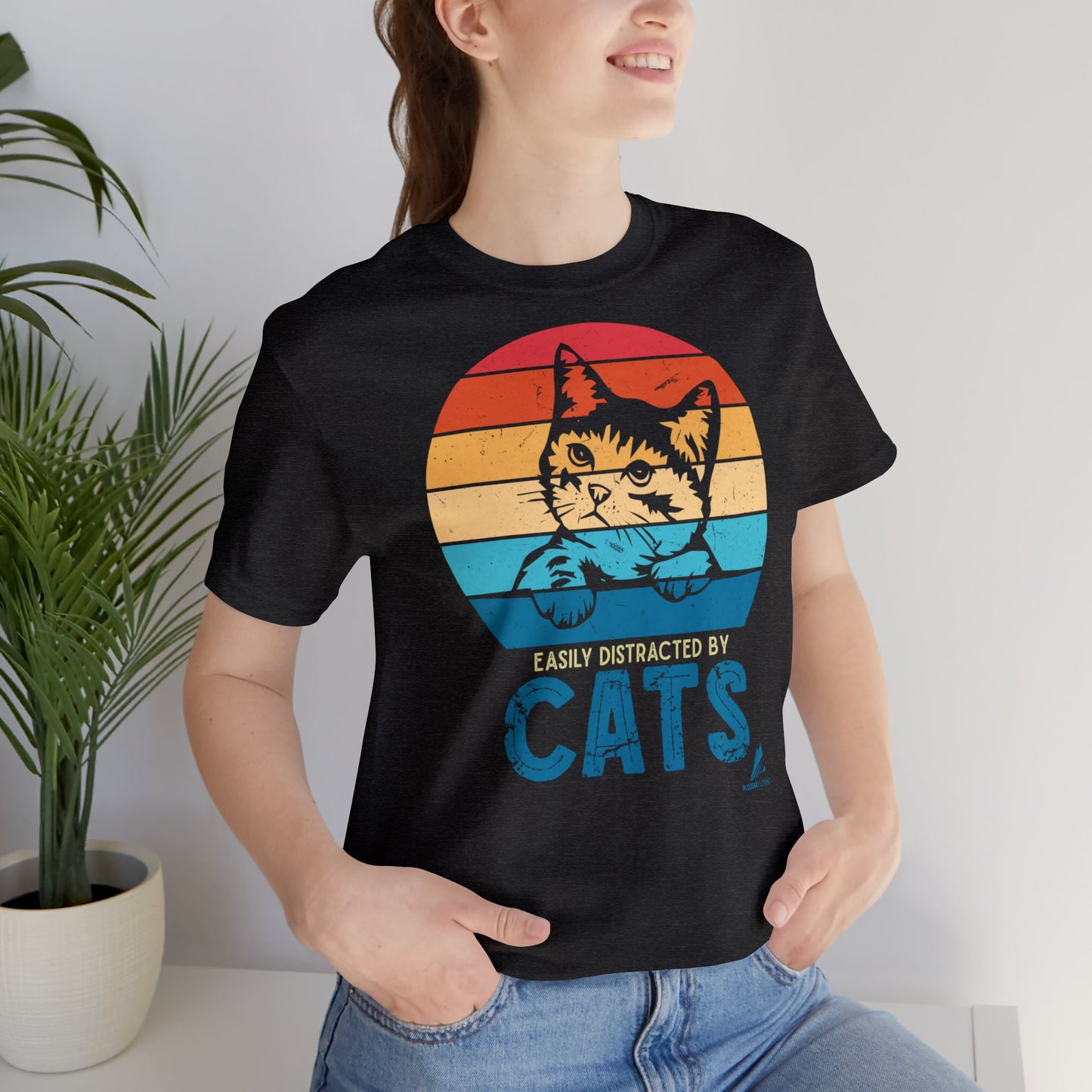 'Easily Distracted By Cats' - Unisex Jersey Short Sleeve Tee