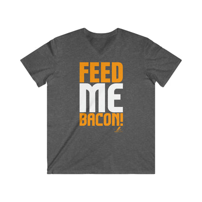 'Feed Me Bacon' - Men's Fitted V-Neck Short Sleeve Tee