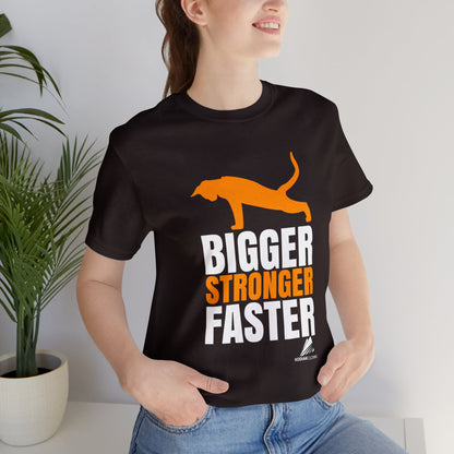 'Gym Cat - Bigger, Stronger, Faster' Unisex Jersey Short Sleeve Tee