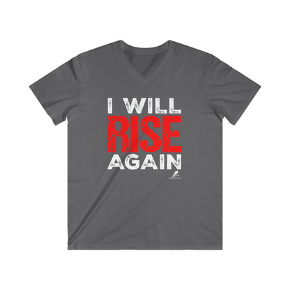 'I Will Rise Again' Motivational - Men's Fitted V-Neck Short Sleeve Tee