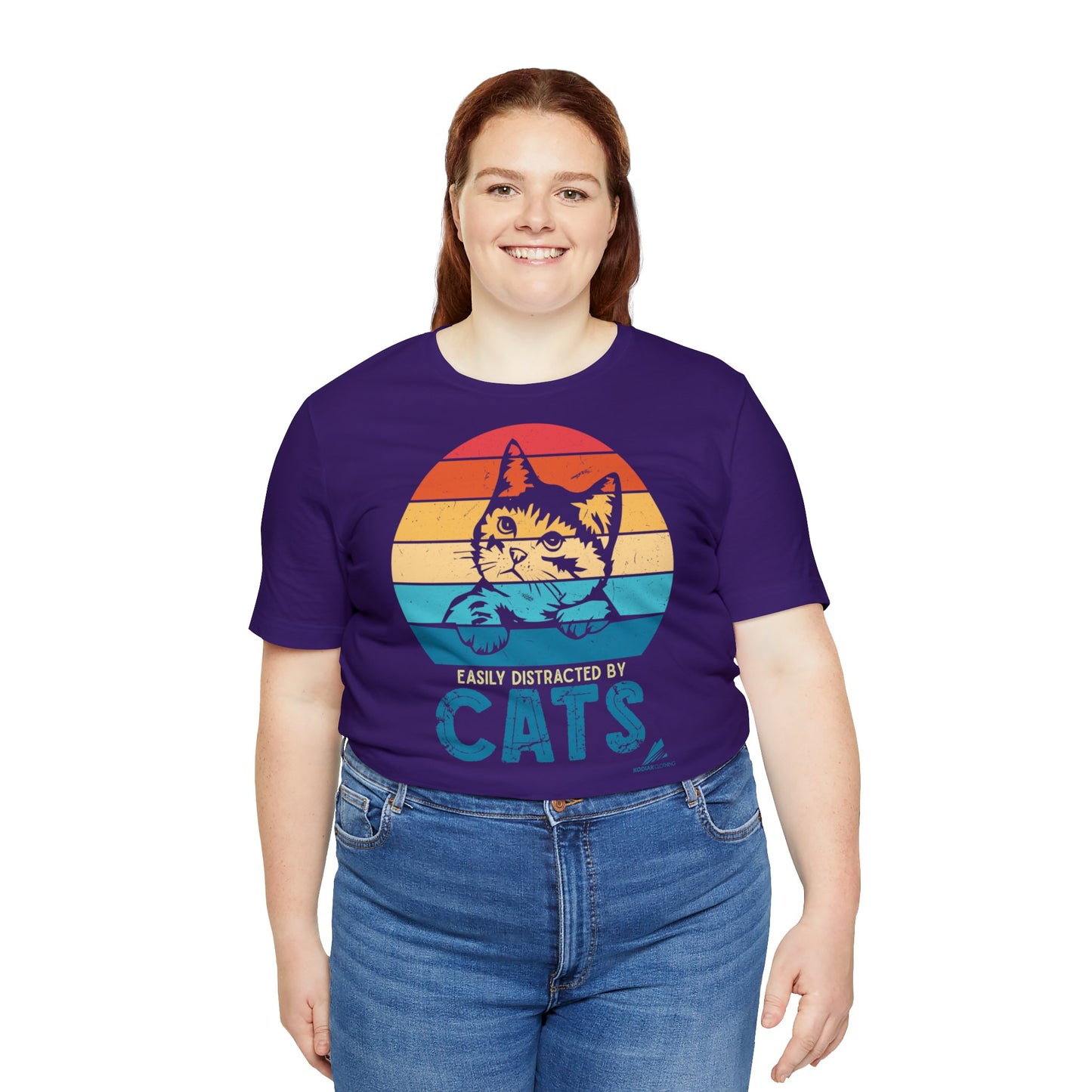 'Easily Distracted By Cats' - Unisex Jersey Short Sleeve Tee