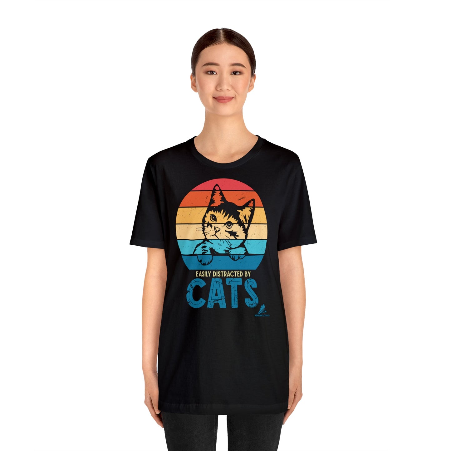 'Easily Distracted By Cats' - Unisex Jersey Short Sleeve Tee