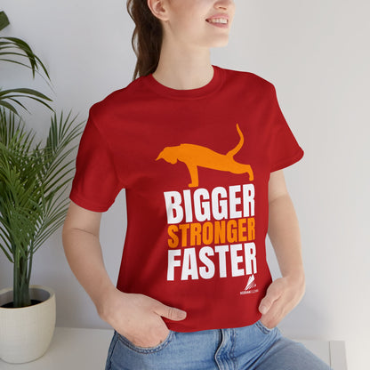 'Gym Cat - Bigger, Stronger, Faster' Unisex Jersey Short Sleeve Tee