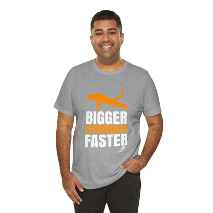 'Gym Cat - Bigger, Stronger, Faster' Unisex Jersey Short Sleeve Tee