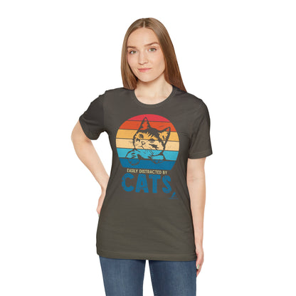 'Easily Distracted By Cats' - Unisex Jersey Short Sleeve Tee