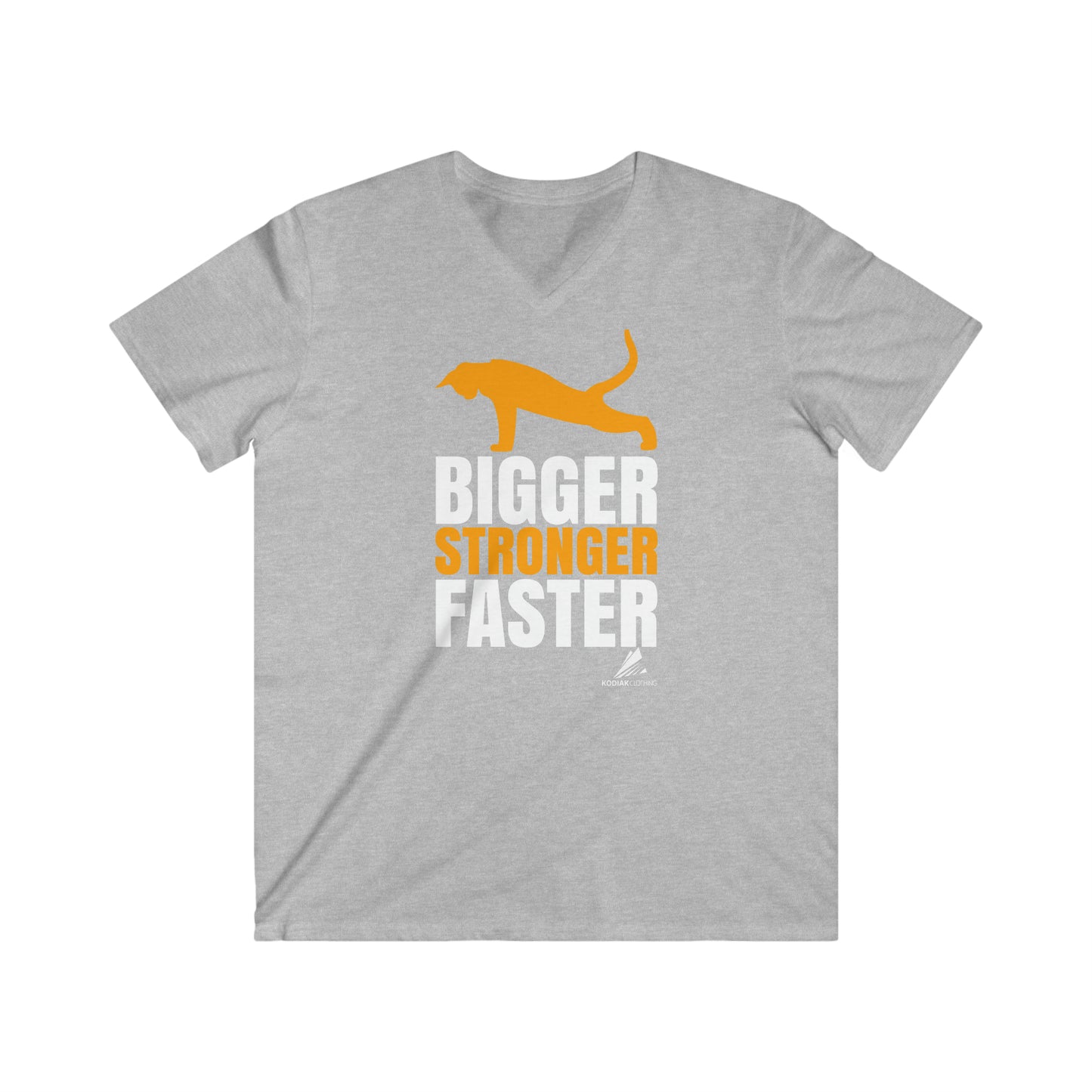 'Gym Cat - Bigger, Stronger, Faster' - Men's Fitted V-Neck Short Sleeve Tee