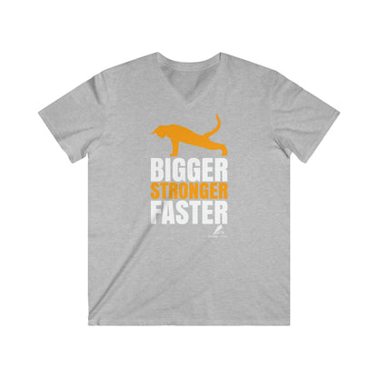 'Gym Cat - Bigger, Stronger, Faster' - Men's Fitted V-Neck Short Sleeve Tee