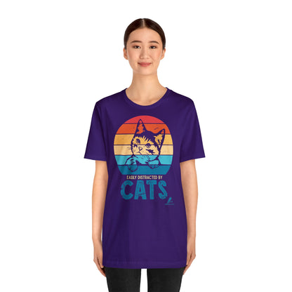 'Easily Distracted By Cats' - Unisex Jersey Short Sleeve Tee