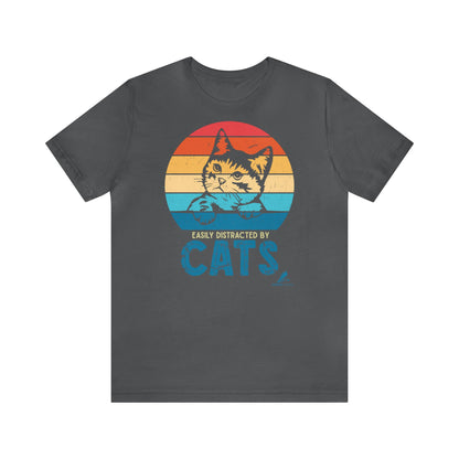 'Easily Distracted By Cats' - Unisex Jersey Short Sleeve Tee