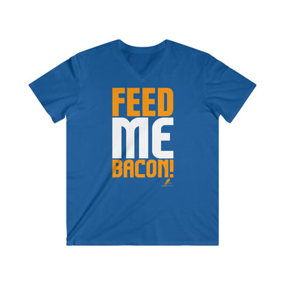 'Feed Me Bacon' - Men's Fitted V-Neck Short Sleeve Tee