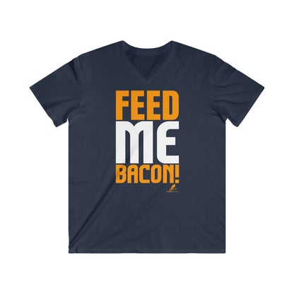 'Feed Me Bacon' - Men's Fitted V-Neck Short Sleeve Tee