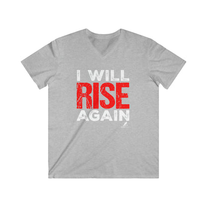 'I Will Rise Again' Motivational - Men's Fitted V-Neck Short Sleeve Tee