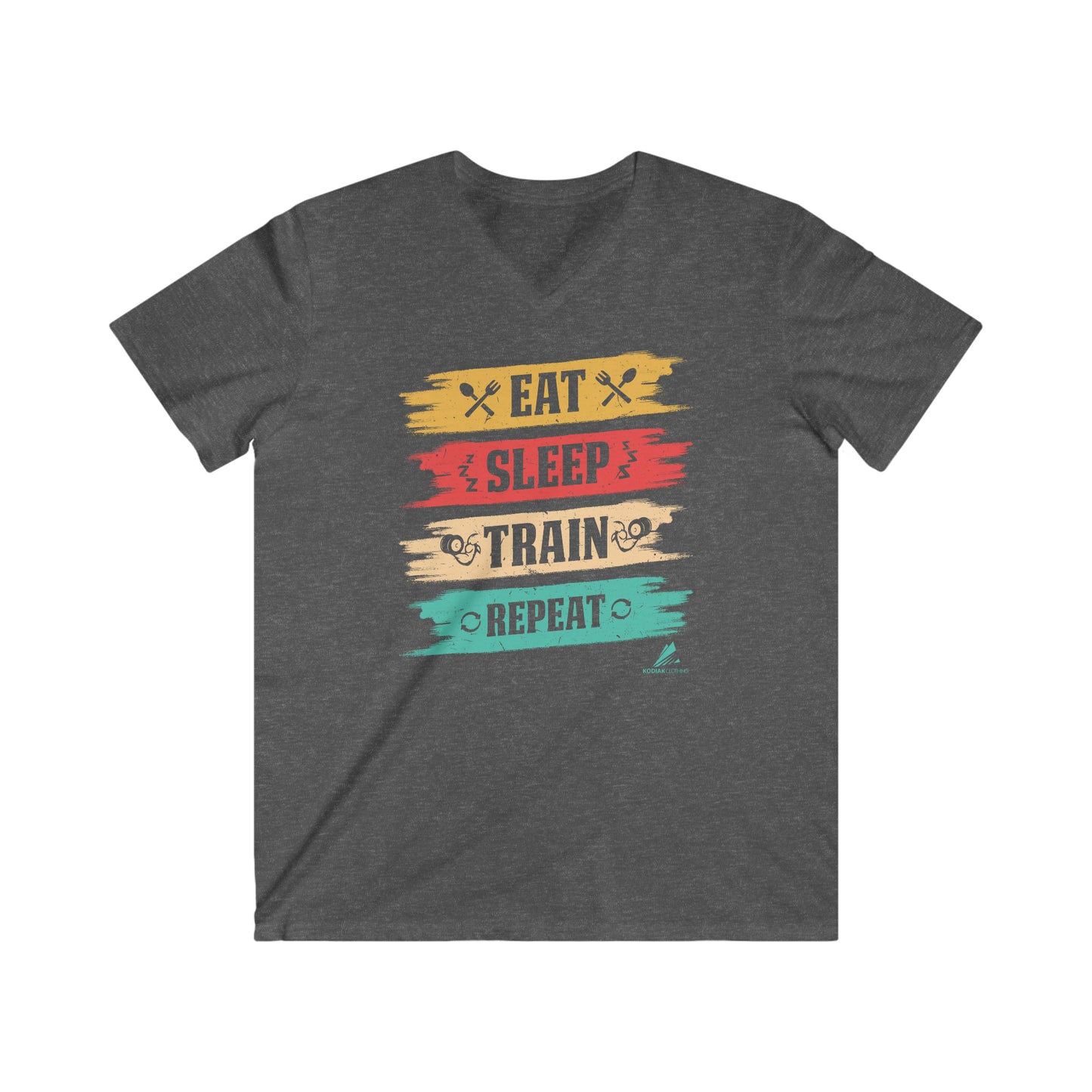 'Eat, Sleep. Train, Repeat' - Men's Fitted V-Neck Short Sleeve Tee