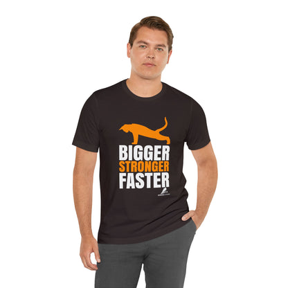 'Gym Cat - Bigger, Stronger, Faster' Unisex Jersey Short Sleeve Tee