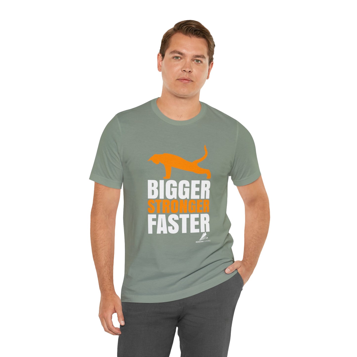 'Gym Cat - Bigger, Stronger, Faster' Unisex Jersey Short Sleeve Tee