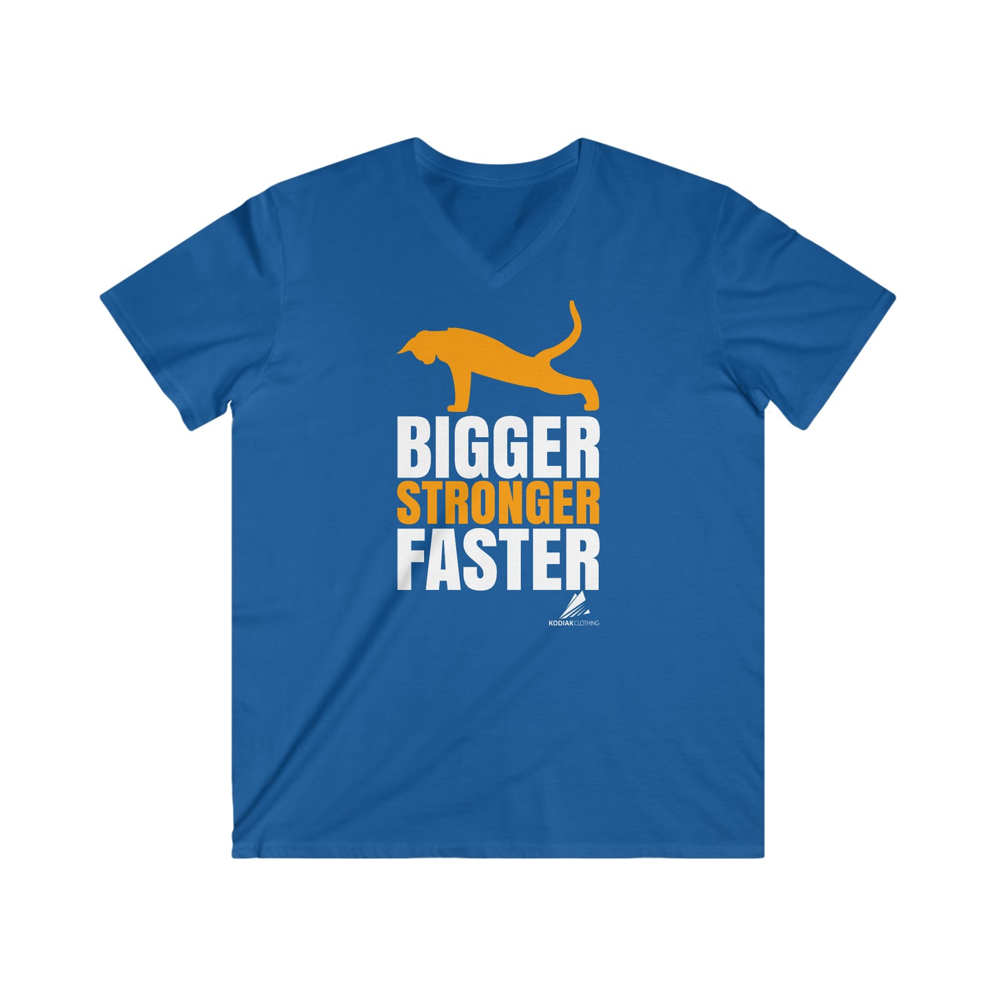 'Gym Cat - Bigger, Stronger, Faster' - Men's Fitted V-Neck Short Sleeve Tee