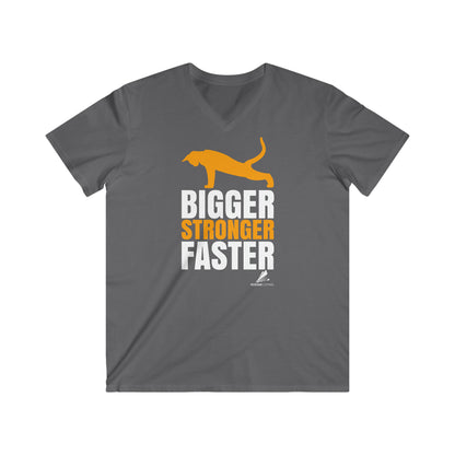 'Gym Cat - Bigger, Stronger, Faster' - Men's Fitted V-Neck Short Sleeve Tee