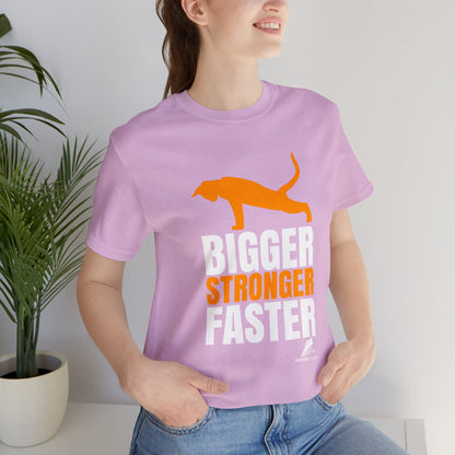 'Gym Cat - Bigger, Stronger, Faster' Unisex Jersey Short Sleeve Tee