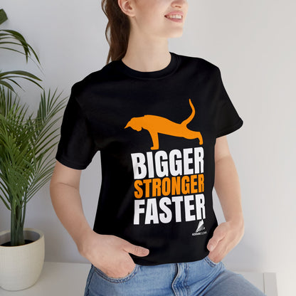 'Gym Cat - Bigger, Stronger, Faster' Unisex Jersey Short Sleeve Tee