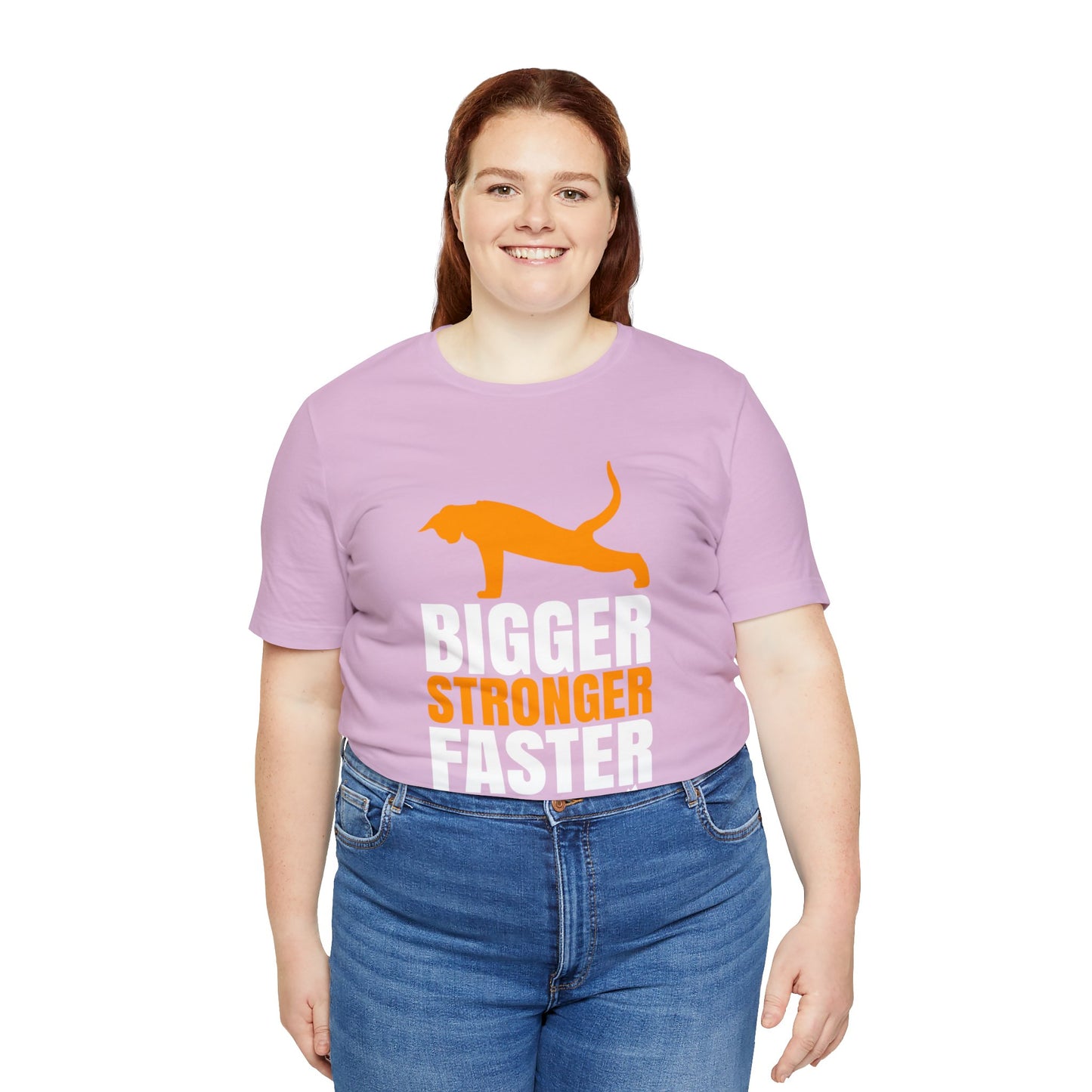 'Gym Cat - Bigger, Stronger, Faster' Unisex Jersey Short Sleeve Tee